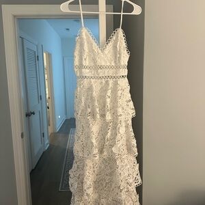 Red Dress Boutique White Lace Midi Dress